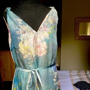 Silk floral knee length dress